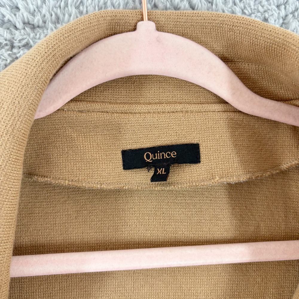 Quince Organic Cotton Knit Sweater Blazer‎ Camel Open Front Pockets XL Casual - Picture 6 of 9